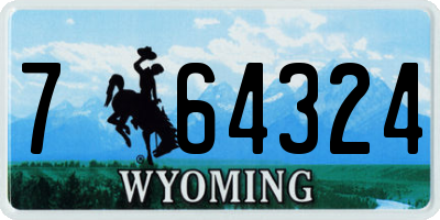 WY license plate 764324