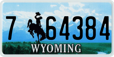 WY license plate 764384