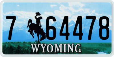 WY license plate 764478