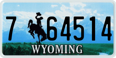 WY license plate 764514