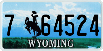 WY license plate 764524