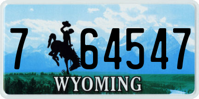 WY license plate 764547