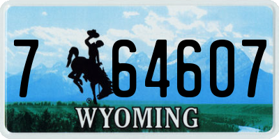 WY license plate 764607