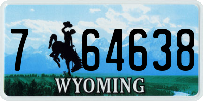 WY license plate 764638
