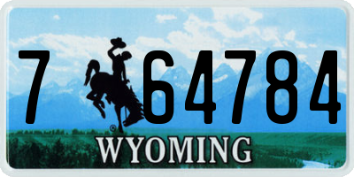 WY license plate 764784