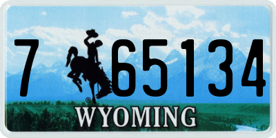 WY license plate 765134