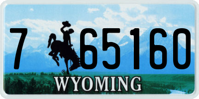 WY license plate 765160