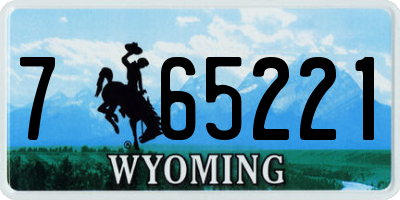 WY license plate 765221
