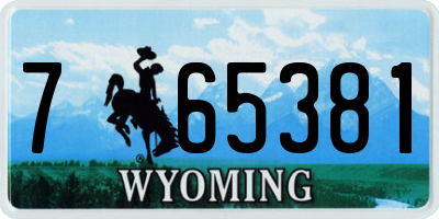 WY license plate 765381