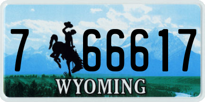 WY license plate 766617