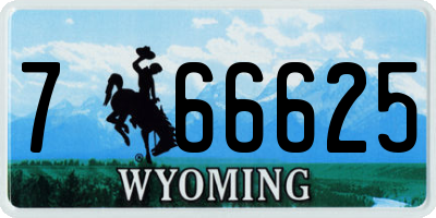 WY license plate 766625