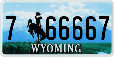 WY license plate 766667
