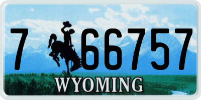 WY license plate 766757