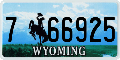 WY license plate 766925
