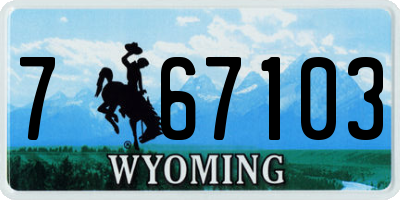 WY license plate 767103