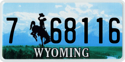 WY license plate 768116