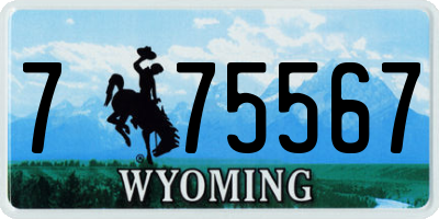 WY license plate 775567