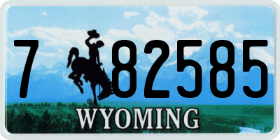 WY license plate 782585