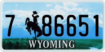WY license plate 786651