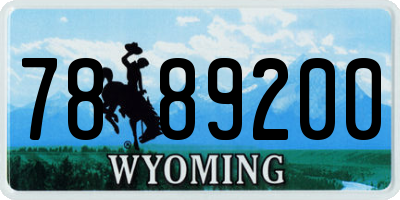WY license plate 7889200