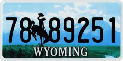 WY license plate 7889251