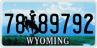WY license plate 7889792