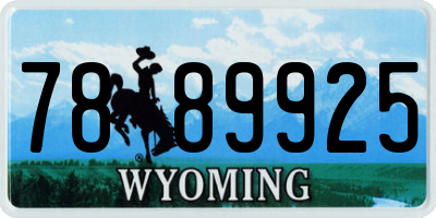 WY license plate 7889925