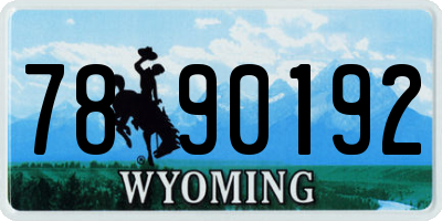 WY license plate 7890192