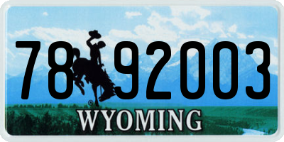 WY license plate 7892003