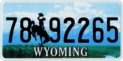 WY license plate 7892265