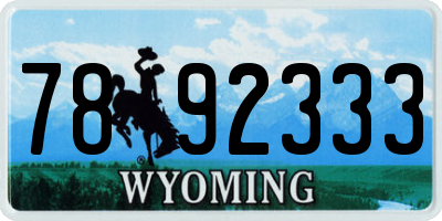 WY license plate 7892333