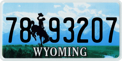 WY license plate 7893207