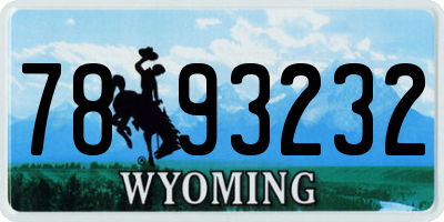 WY license plate 7893232