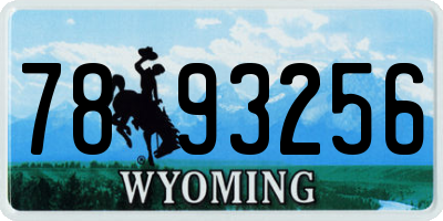 WY license plate 7893256