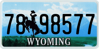WY license plate 7898577