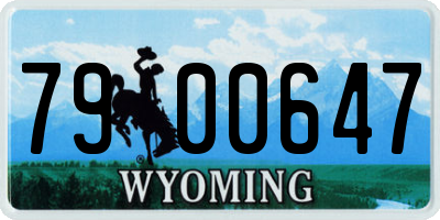 WY license plate 7900647