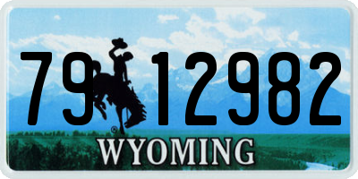 WY license plate 7912982