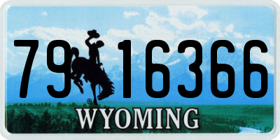 WY license plate 7916366