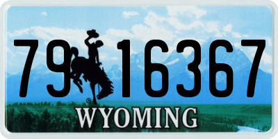 WY license plate 7916367