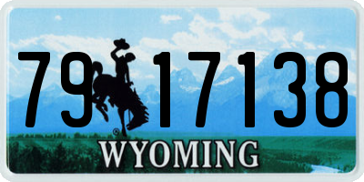 WY license plate 7917138