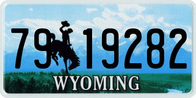 WY license plate 7919282