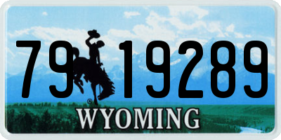 WY license plate 7919289