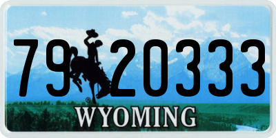 WY license plate 7920333
