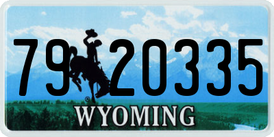 WY license plate 7920335