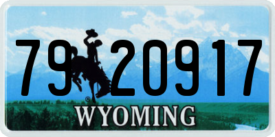 WY license plate 7920917
