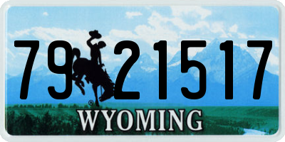 WY license plate 7921517