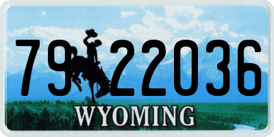WY license plate 7922036