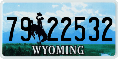 WY license plate 7922532