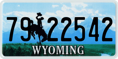 WY license plate 7922542