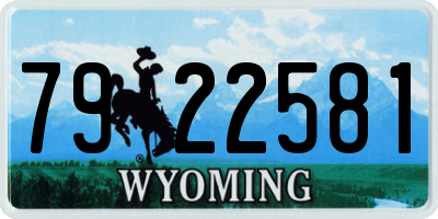 WY license plate 7922581